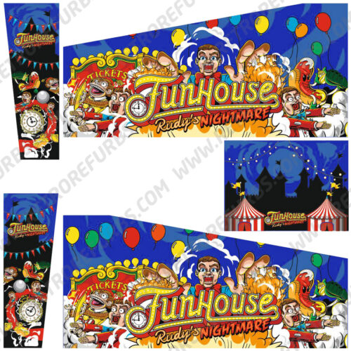 Funhouse Rudys Nightmare blue sky alternate pinball cabinet decals for Funhouse 2 side art