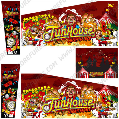 Funhouse Rudys Nightmare red version alternate pinball cabinet decals for Funhouse 2 side art