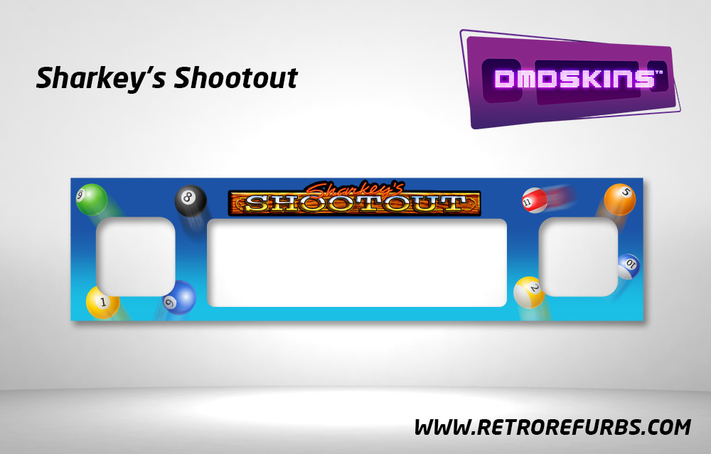 Sharkey's Shootout Pinball DMDSkin Speaker Panel Overlay DMD Artwork Decal