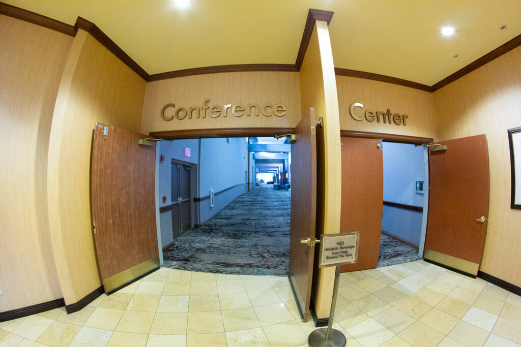 The boundary between the Embassy Suites and the Conference Center